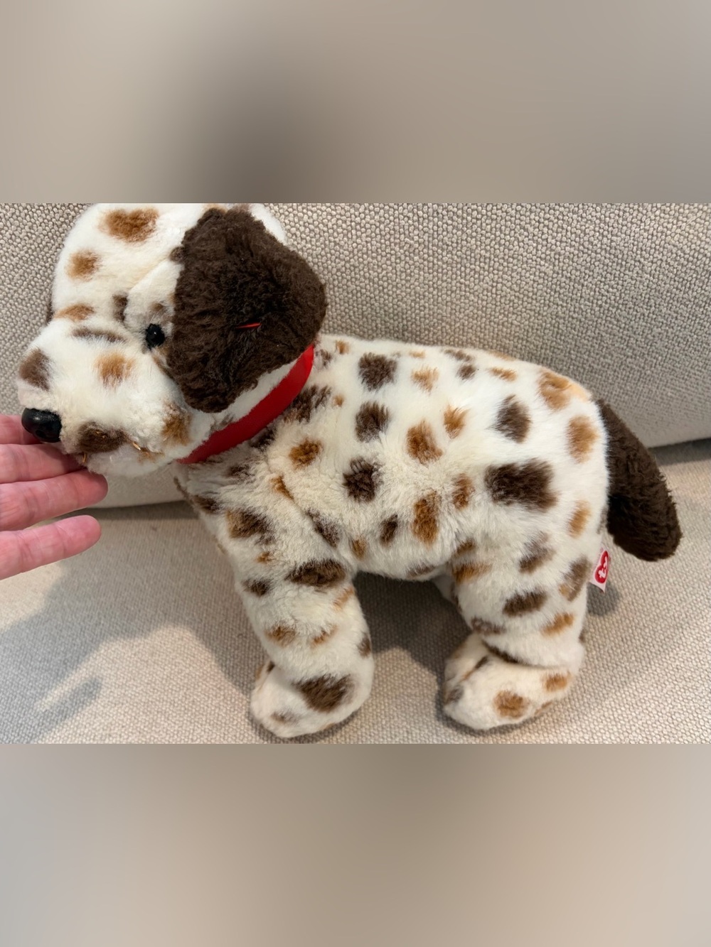 Ty Beanie Buddies Bo Spotted Dog Plush 2003 Brown White Red Collar 11" EUC